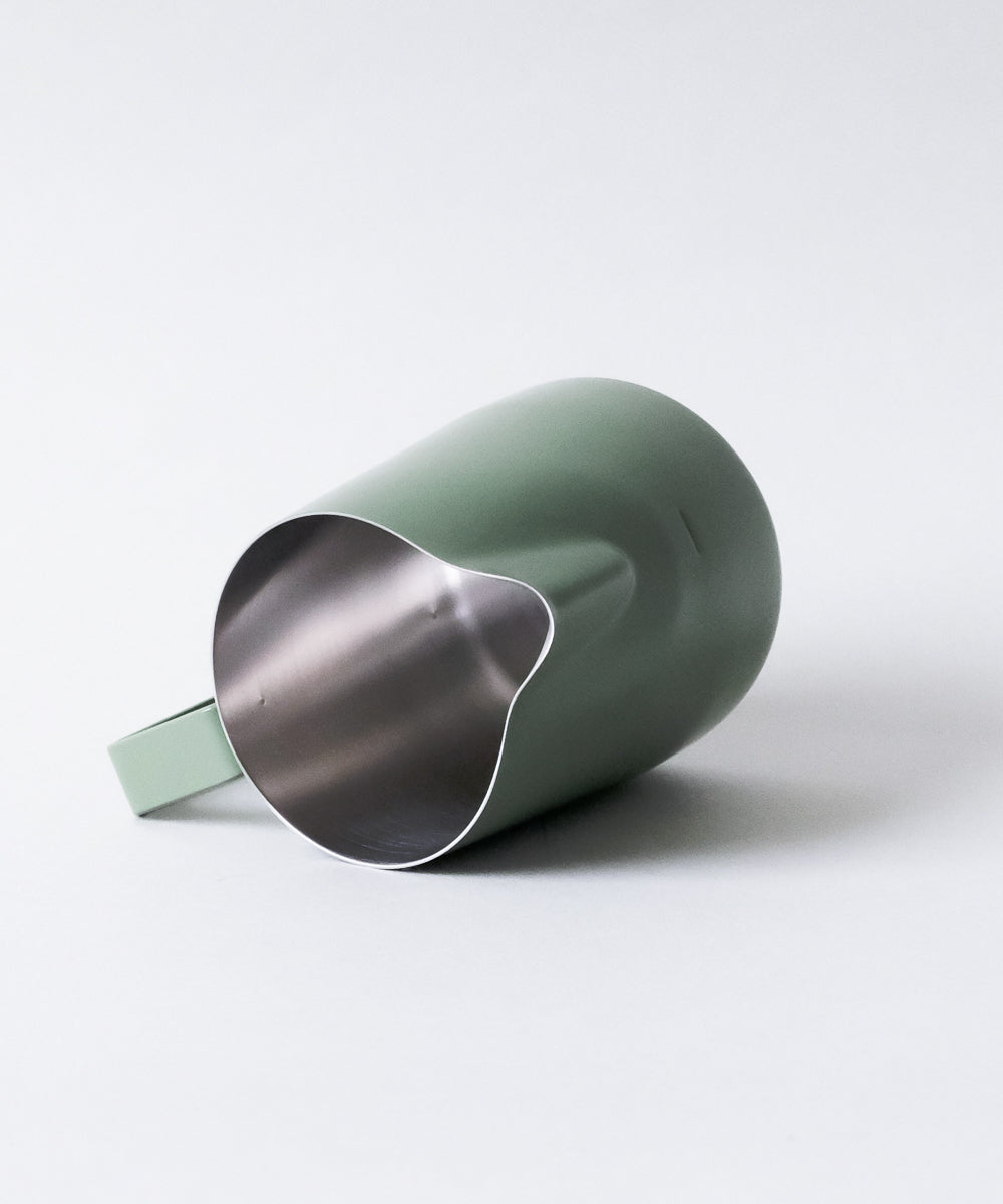 15oz SLOW POUR SUPPLY® x WPM Latte Art Pitcher with Wide Spout in Moss Green "ROWAN"