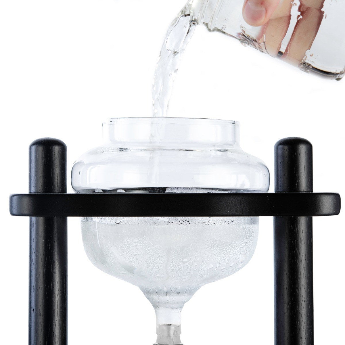 Yama Glass Cold Brew Tower – Black Straight Frame – 6–8 Cup (32 oz)