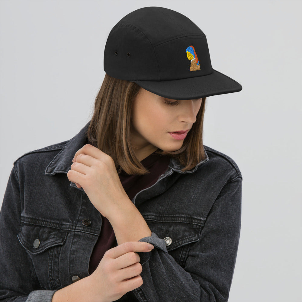 Five Panel Hat | Girl with the Pearl Earring | Iconic Series | Cap | Black